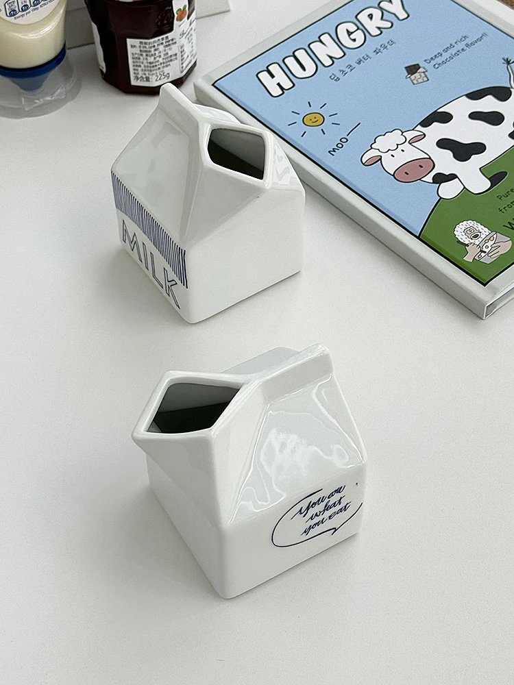 New Korea ins wind milk box creative ceramic water cup condensed milk cup