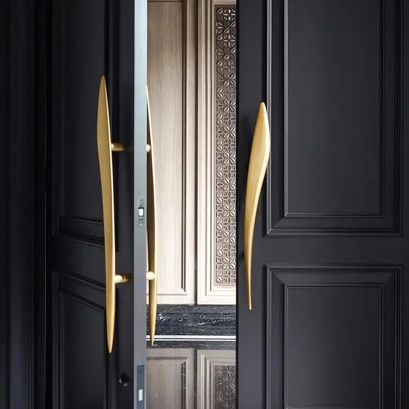 Chinese aluminum alloy door handle High-grade modern minimalist stainless steel glass door Black door handle