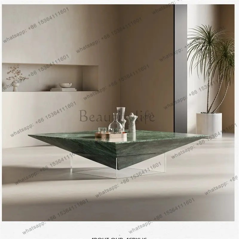 Italian minimalist rock slab marble pattern acrylic coffee table light luxury designer suspended coffee table