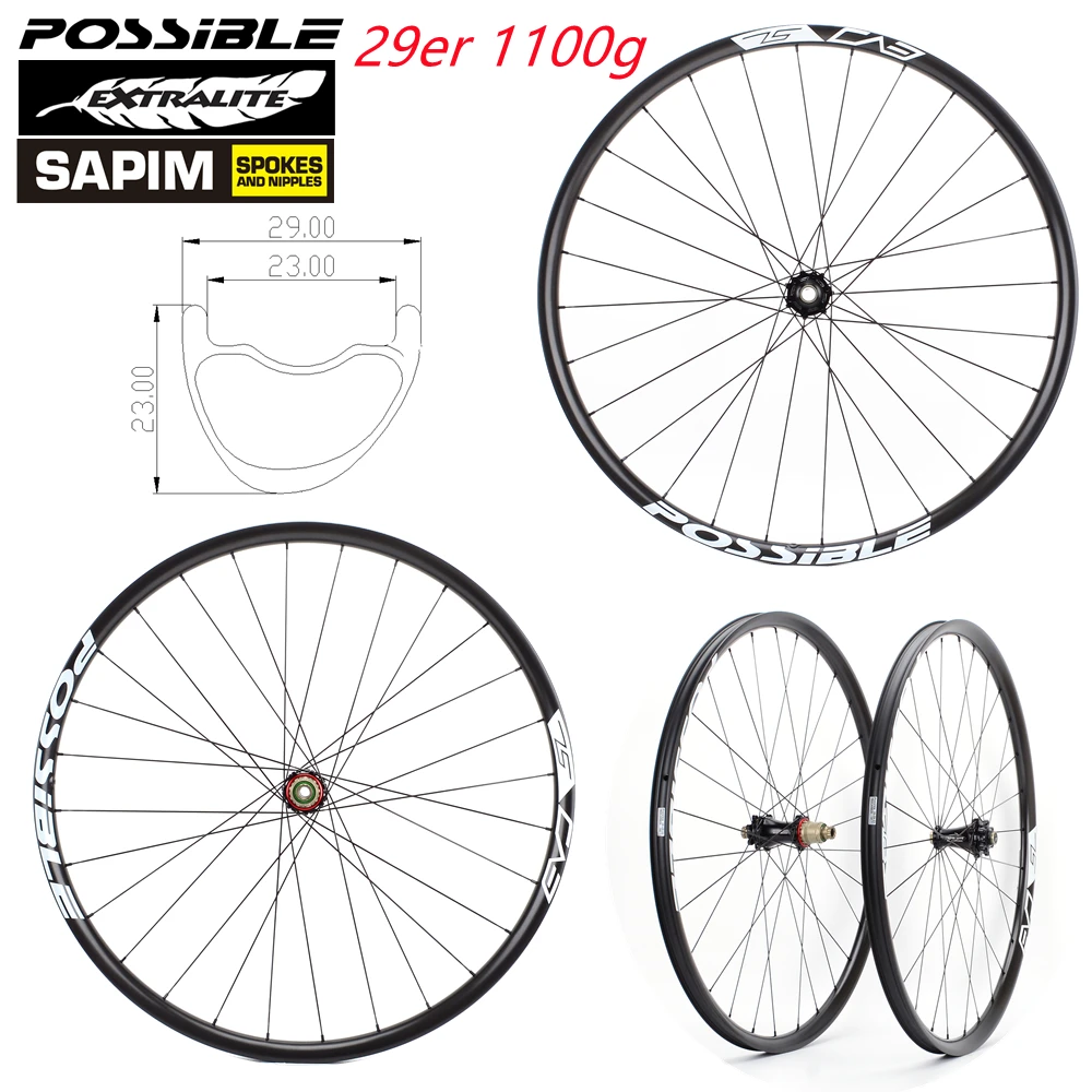 

Possible 29er MTB Wheels Super Light EXTRALITE MTB Hub Mountain Bike Carbon Wheel Tubeless Ready XC Wheelset Hookless