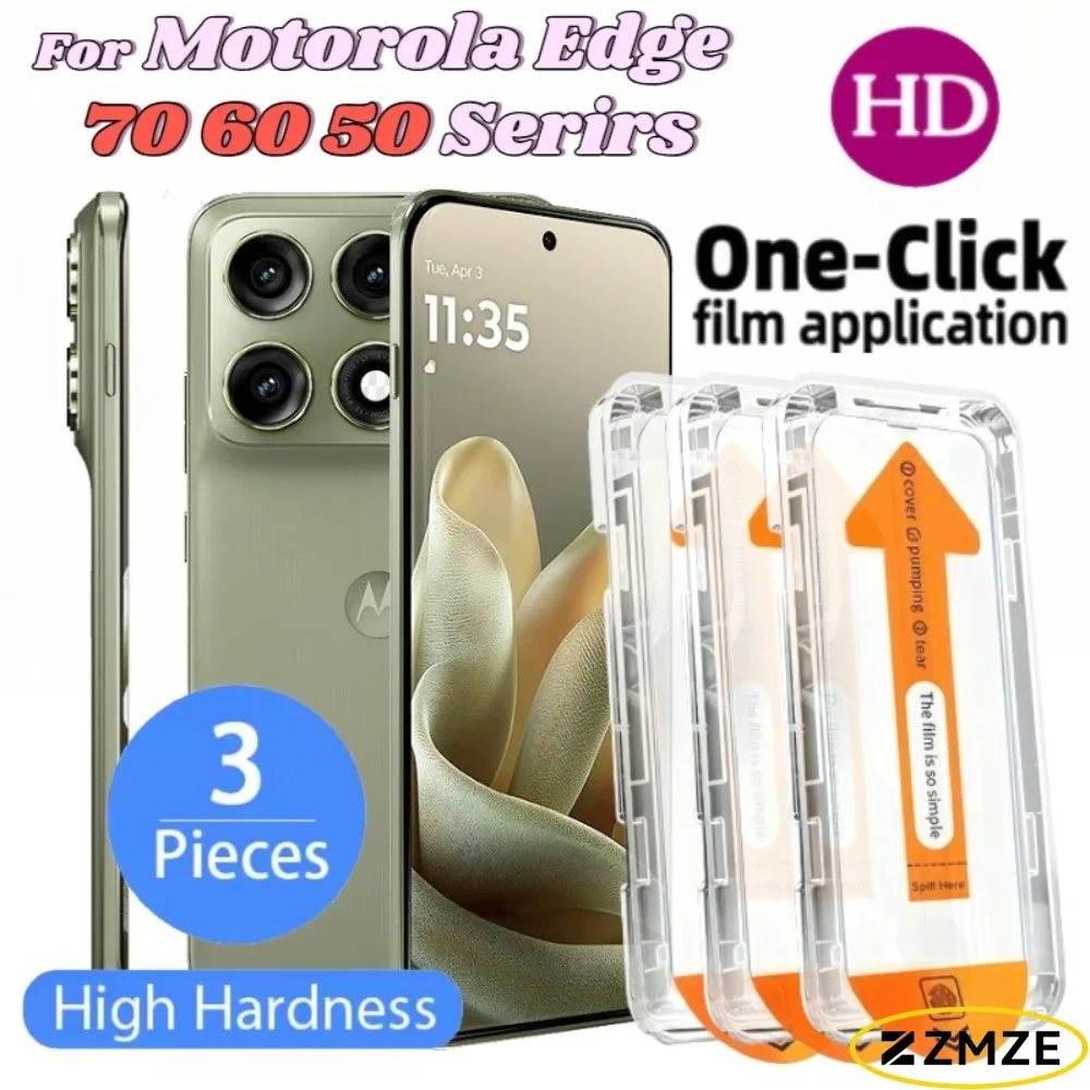 3 Pieces One Click For Motorola Edge 70 60 50 Pro 70 50 Ultra 60S 70 Fusion + 60 50 Fusion Tempered Glass Film Protectivel Films