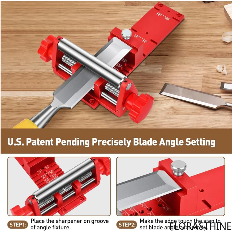 1PC Chisel Sharpening Jig Wood Honing Guide for Chisels and Width Planes 0.12 to 2.9in with Sharpening Angle Fixture Angle Gauge