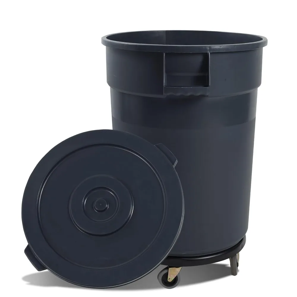 

32 Gallon Mobile Outdoor Trash Bin with Wheels and Lid, Ideal for Commercial Use and Household Garbage Collection