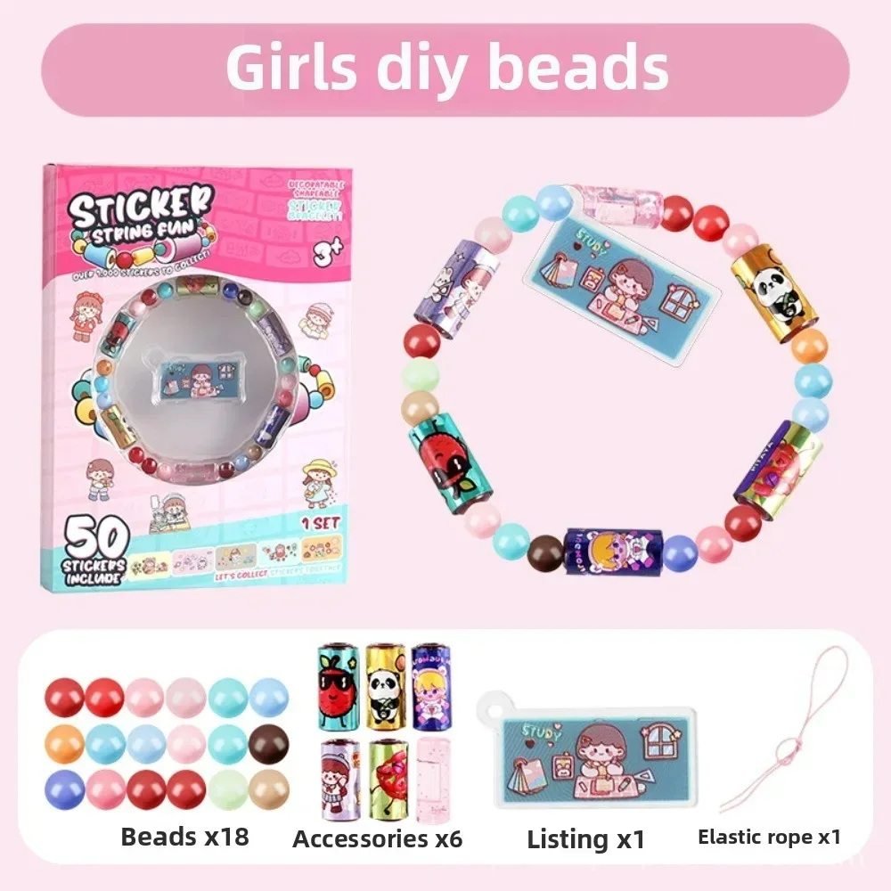 Sticker Bead Bracelet Kit - DIY Jewelry Making Set with Colorful Beads & Decals, Creative Gift for Girls!