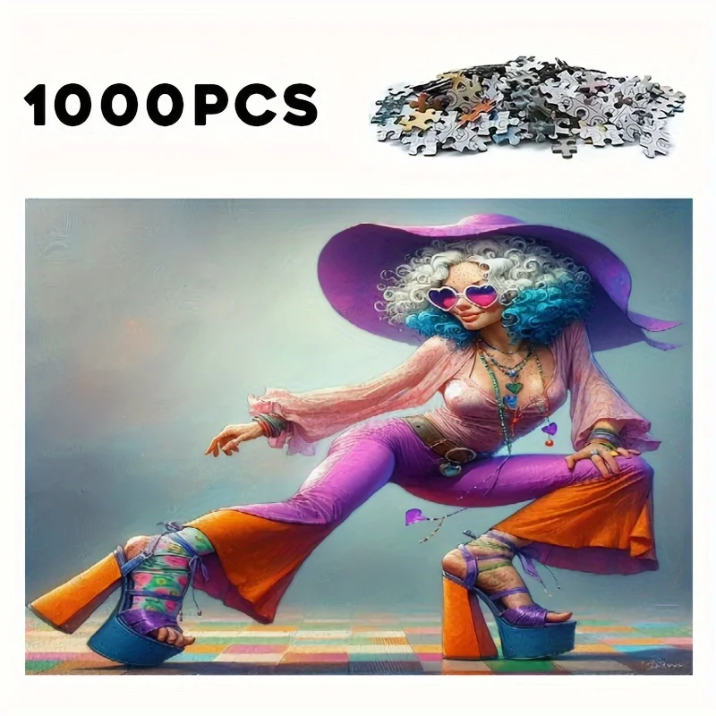 Rompecabezas de mujer de 1000 piezas adecuado para Navidad, cumpleaños, juegos de fiesta - cerebro engrosado - con imagen multicolor para y, regalo divertido