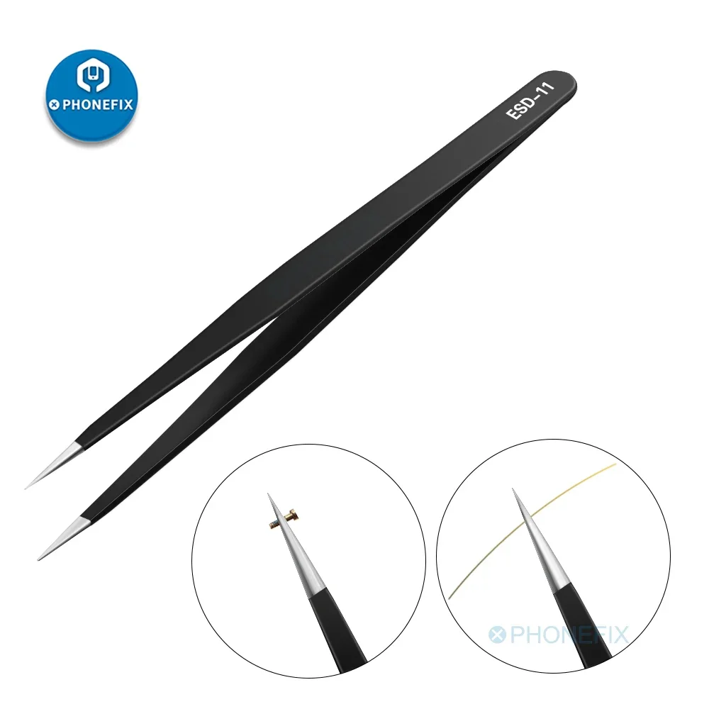 Stainless Steel Tweezers For iPhone Motherboard Precision Repair Forceps Electronics IC Chips Removal Tool Soldering Tweezers