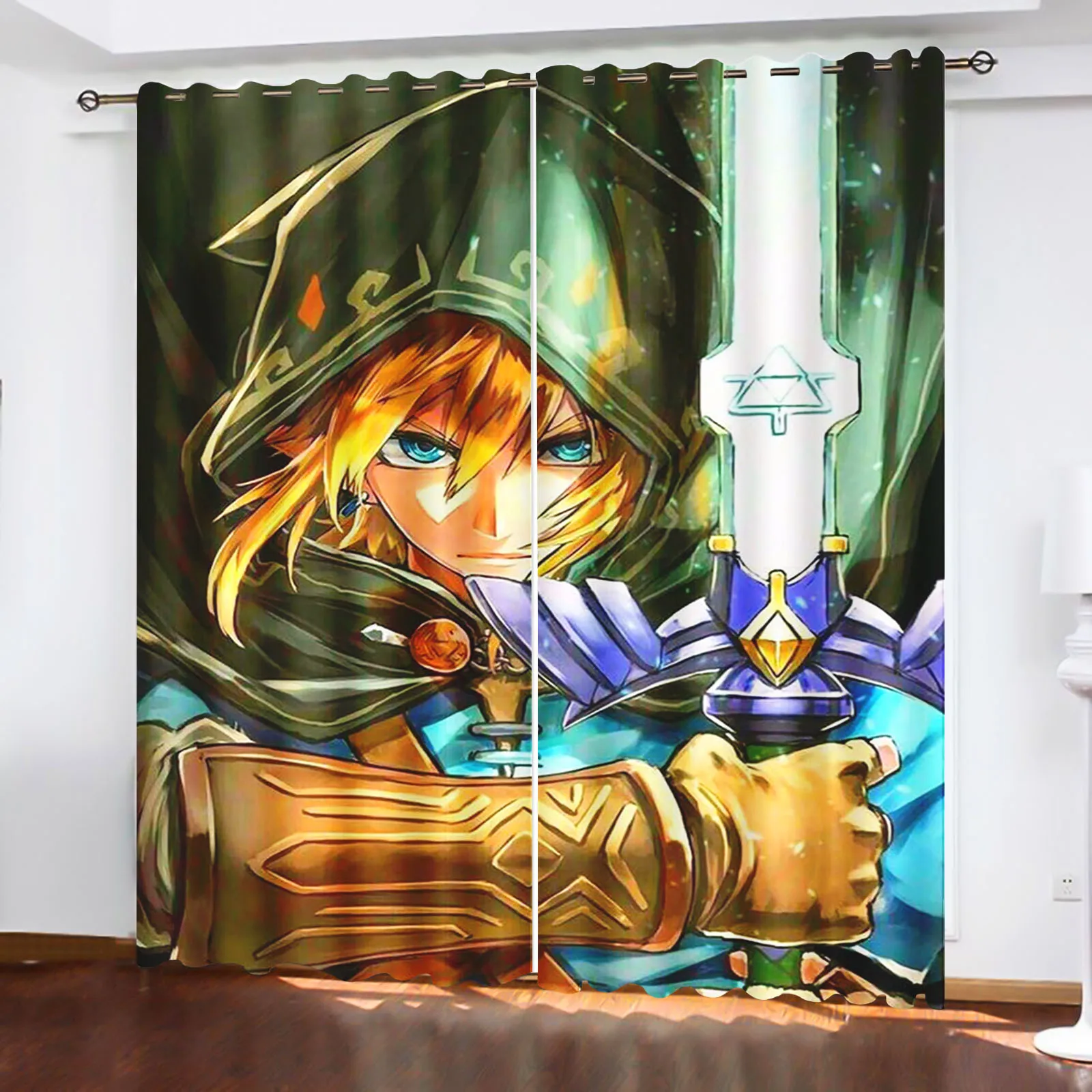 Zelda Curtain 100% Polyester Cartoon Shade, Cute 2 Tablets, Decoration Sets, Bedroom, Living Room, Home Window