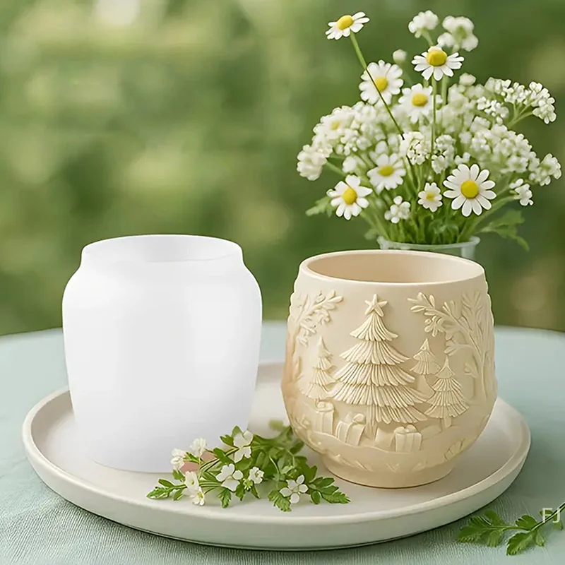 [YU] Grote kerst siliconen mal, geschikt voor het maken van bloempotten, kaarsen, opbergdozen - niet-plakkerige zachte herbruikbare doe-het-zelf mal