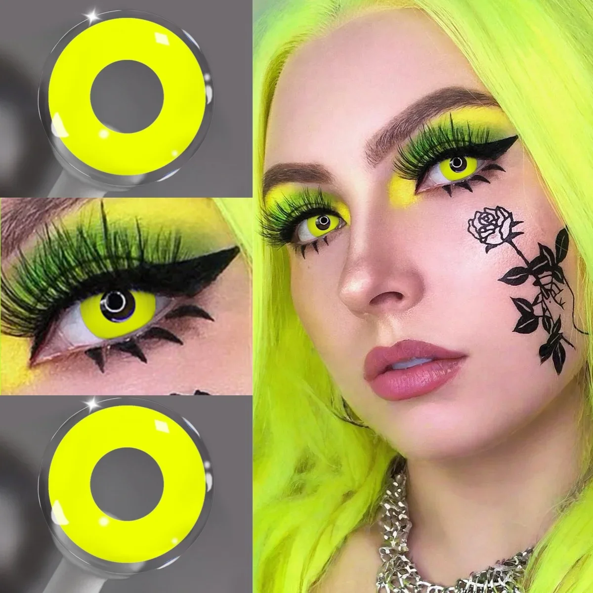 Lalens Weiße Blind-Block Farbige Kontaktlinsen Halbjährliche Weiche Linsen für Anime Cosplay Schwarze Cos-Kontaktlinsen für Coser Augen-Make-up – Detail 12