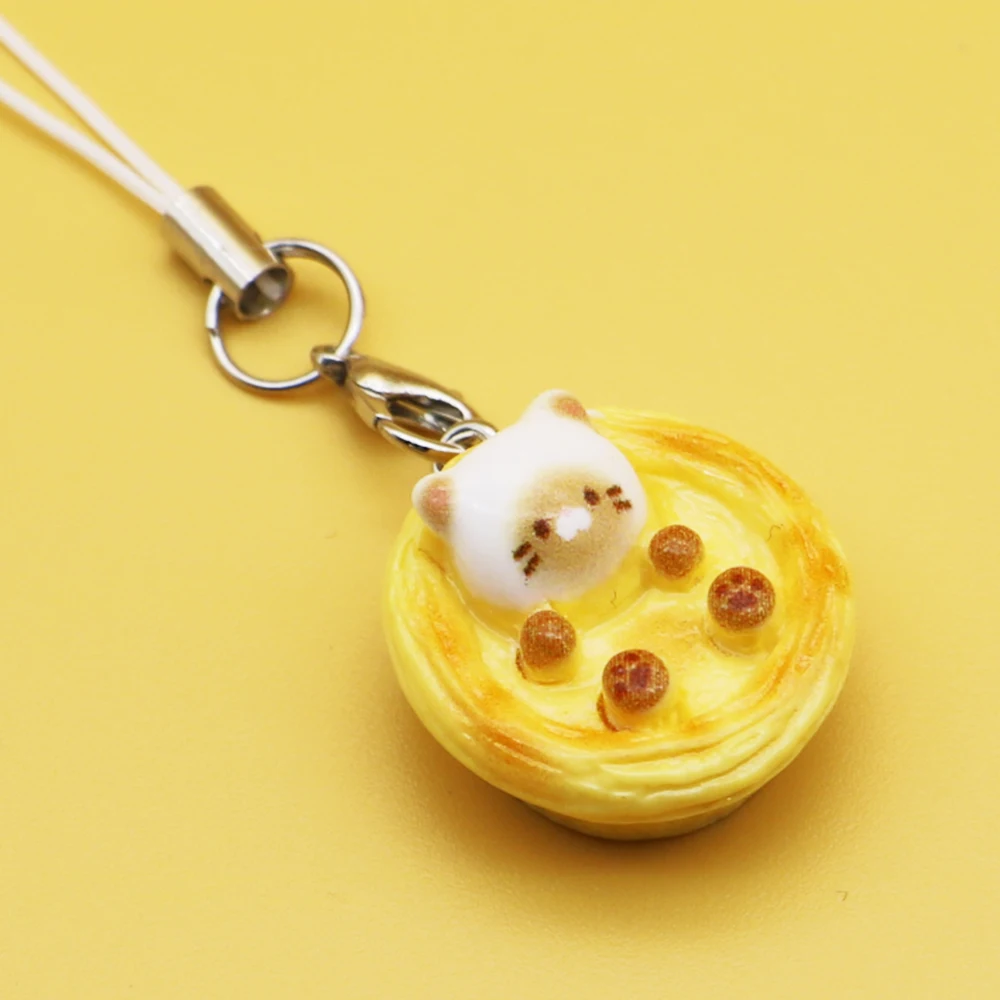 3pcs Resin Cute Dog Bread Corgi Egg Tart Phone Charm Strap Food Toy Bag Camera Pendant Keychain Cord Lanyard for IPhone