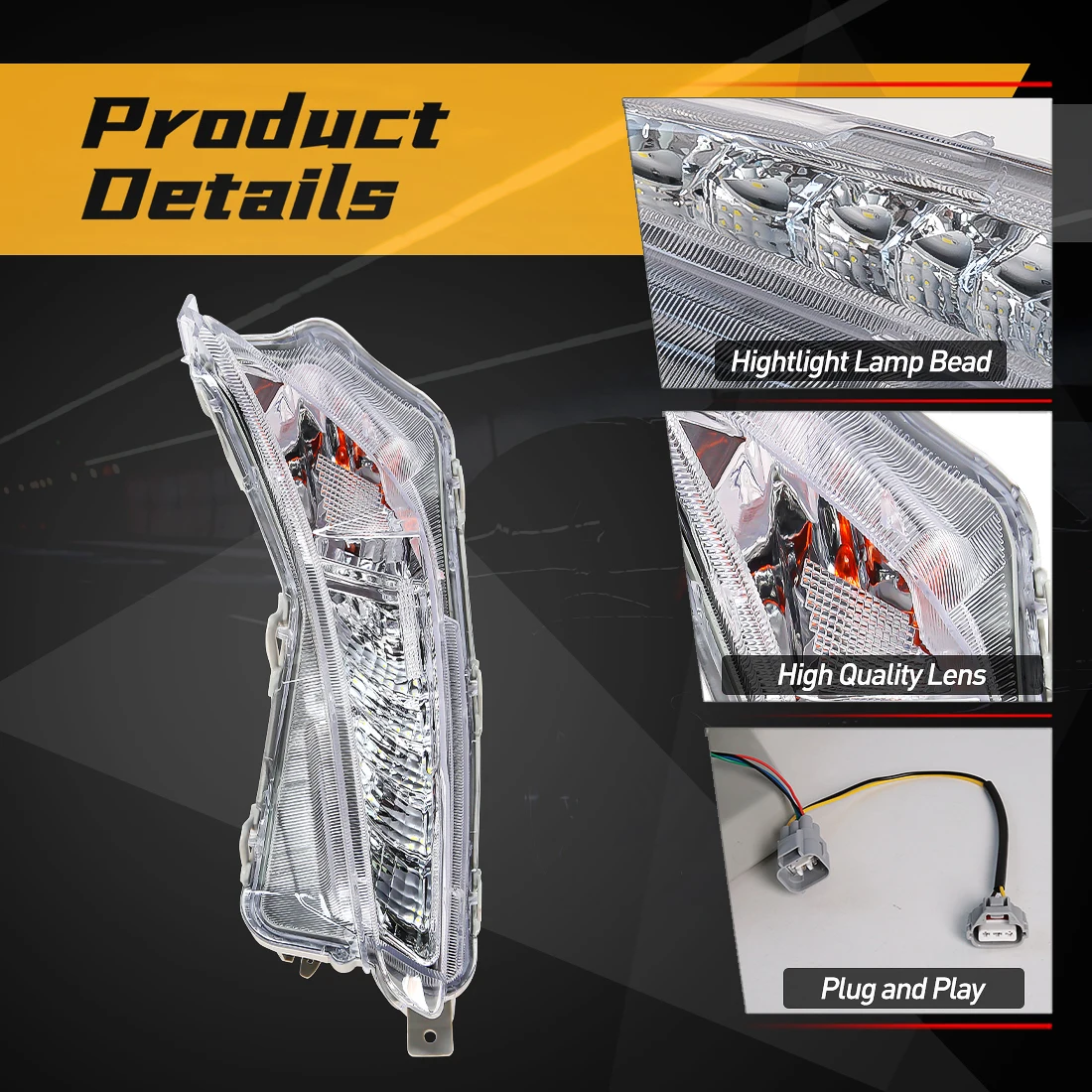 For Toyota Camry 2015 2016 2017 US Version LED Front Bumper Fog Lamp Daytime Running Light Turn Signal Headlight Accessories 12V