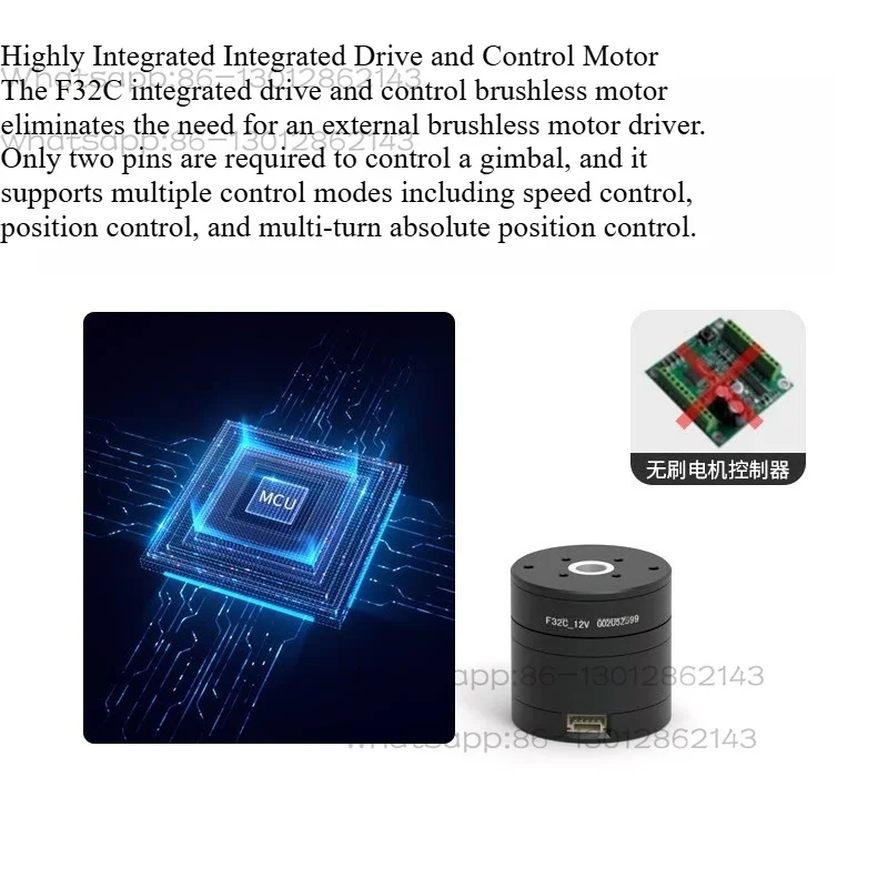 F32C Hollow Shaft Gimbal Brushless Motor, Integrated Drive Control, Silent High Speed FOC Control Motor for Robot Competition