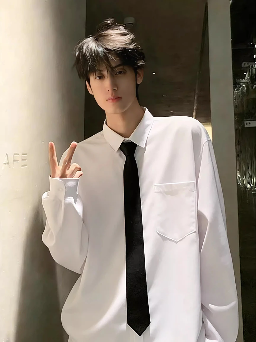 

Ele White Long Sve irt for Men College Sle orm Dr irt Casual Faion Inner Wear Top for Boys