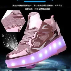 

Kids Roller Shoes Removable Wheel Lights Roller Skate Shoe Boys Girls Casual Sneakers Usb Charge LED Flashing Child Sports Shoes