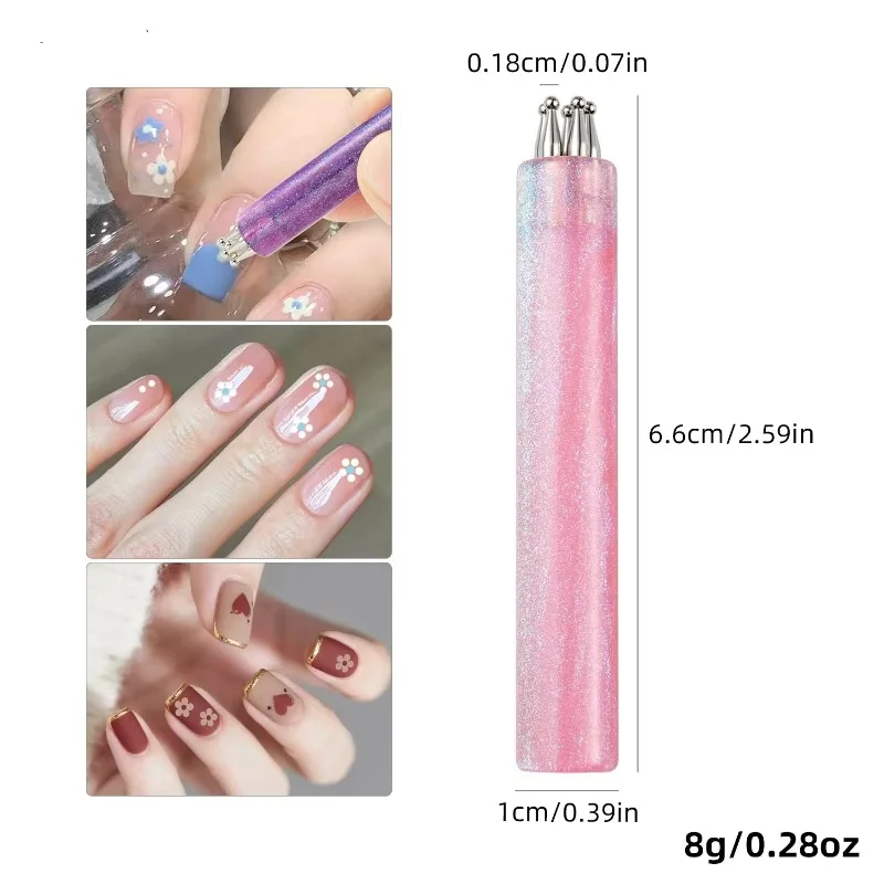 DIY Nail Art 5-Petal Dotting Tool Flower Creator 1.8mm Fine Tip Rhinestone Pickers Glitter Handle Manicure Nail Tools Brushes