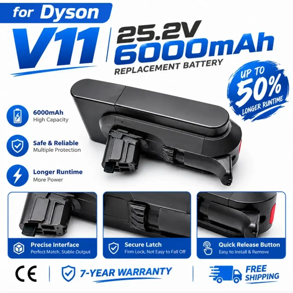 Batteria da 25,2 V per aspirapolvere Dyson V11 SV15 SV16 SV17 SV18 SV22, V11 Absolute, V11 Animal, V11 Fluffy, batteria ricaricabile.