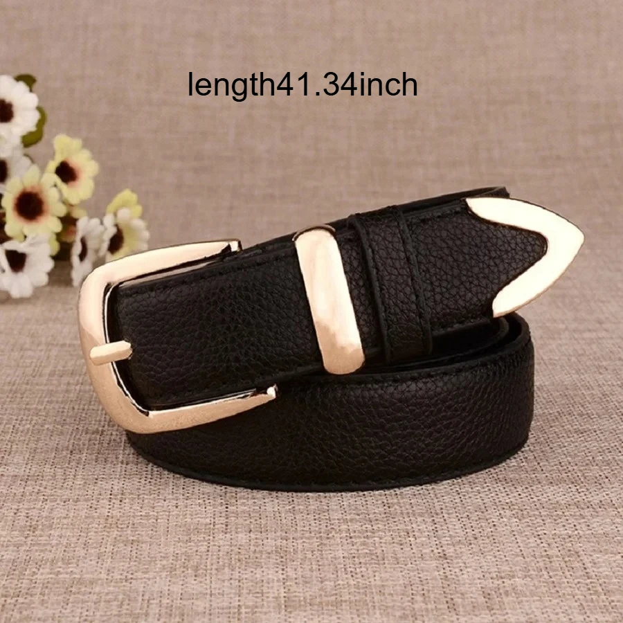 1Pc New Women's Belt Retro Black Ins Style Gold Buckle Jeans Belt Thin Versatile Pants Belt