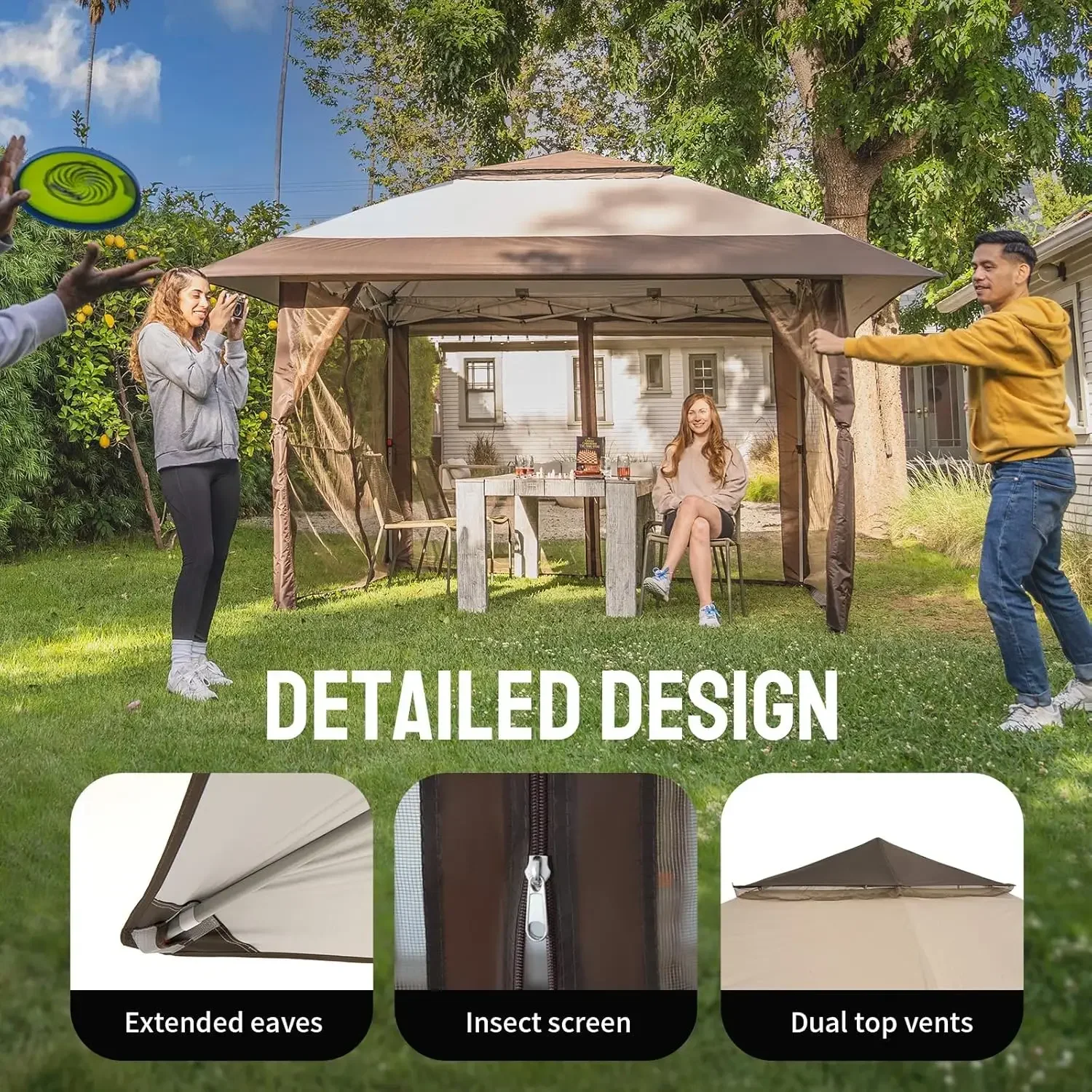 13x13 Pop Up Gazebo, Canopy Tent, Gazebos on Clearance - Outdoor Gazebo for Backyard & Patio Furniture - Carpa Pop Up Tent with