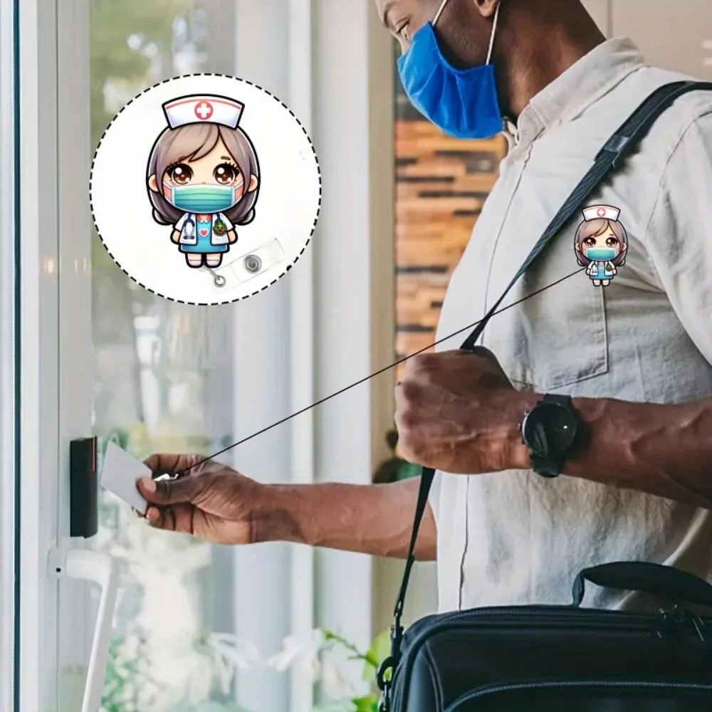 2 Ausweishalter für Krankenschwestern im Cartoon-Stil. Ausziehbare ID-Clips für RNs, LPNs und medizinische Assistenten.