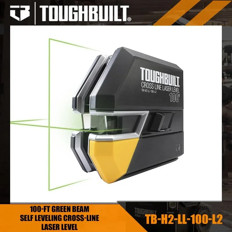 TOUGHBUILT TB-H2-LL-100-L2 laser level (green light) within a range of 30 meters
