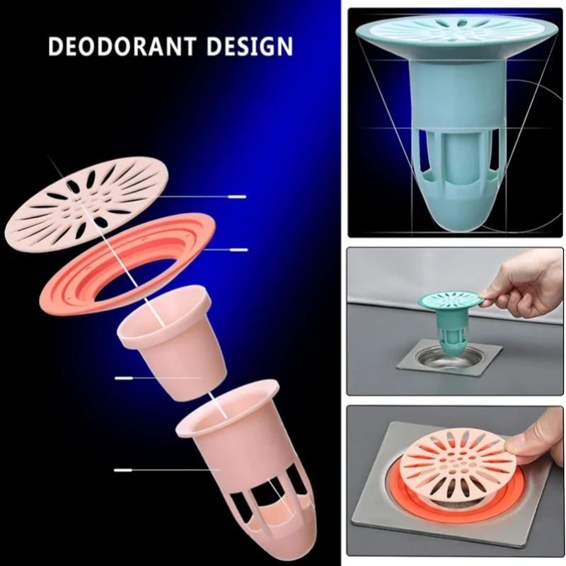 Shower Drain Backflow Preventer, Sewer Core Drain Insert, Drain Plug, Hair Collector, Gas Seal, Floor Filter, Trap Seal