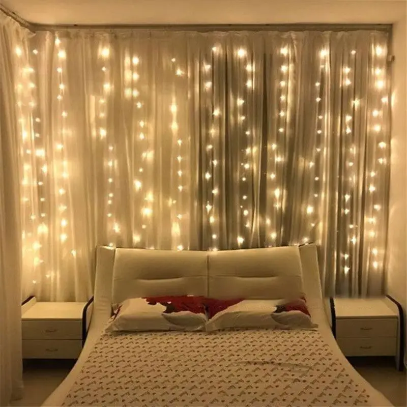 USB Curtain LED String Light Decor for Home Christmas Garland Light 8 Modes Fairy Lights Holiday Valentine's Day Christmas Decor