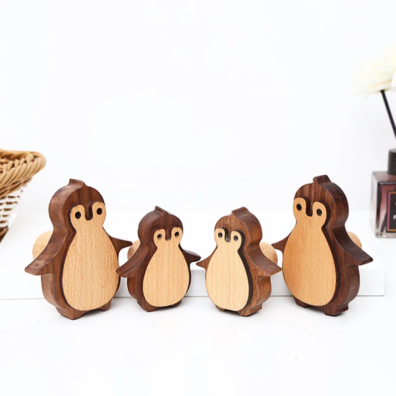 Children's Solid Wood Animal Wall Hook Nordic Style Non-punching Wall Hanging Adhesive Hook Wooden Wardrobe Drawer Knob
