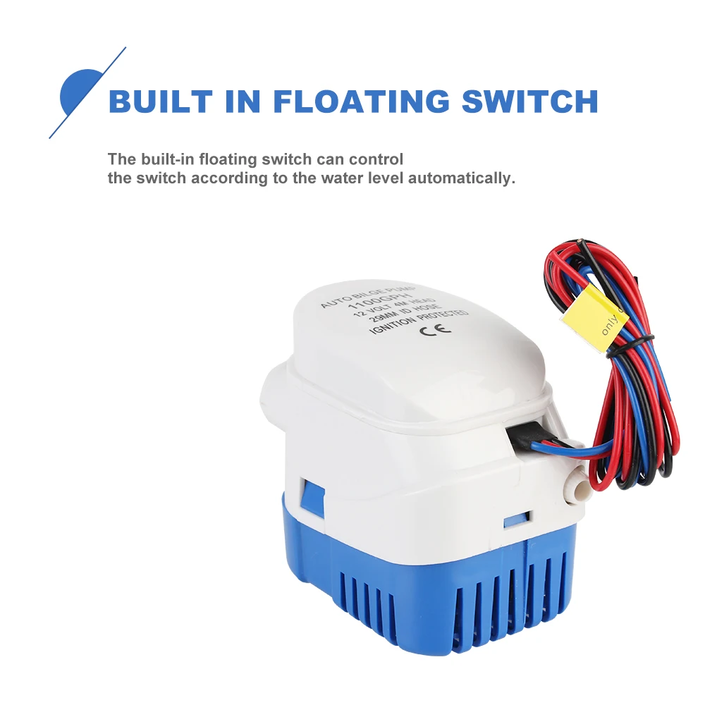 With Switch 12V 24V Volt 1100GPH Automatic Boat Submersible Bilge Pump DC Electric Marine Water Pump