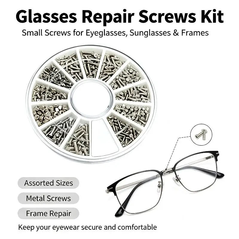 1 Set Mini-Präzisionsschraubendreher-Set zur Reparatur von Brillen, inklusive Schrauben und weichen Nasenpads für Lesebrillen. – Detail 3