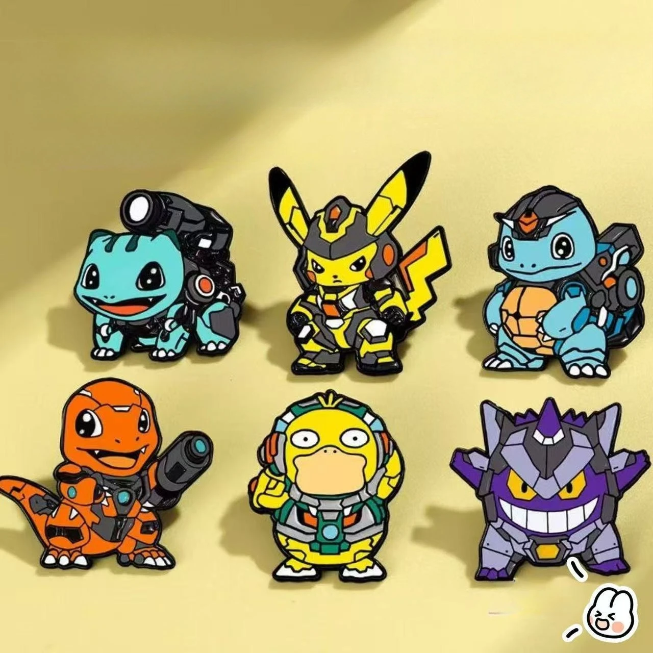 

Металлический значок Pokemon Anime Mecha series Пикачу Псайдак. Аксессуары для рюкзака, булавки для одежды и украшения аниме Украшение рюкзака