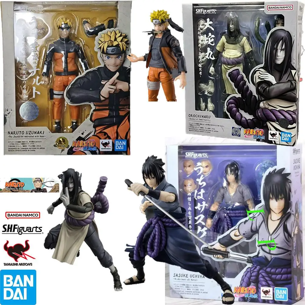 

В наличии оригинальная BANDAI S.H.Figuarts Наруто Узумаки Учиха Саске Орочимару аниме модель фигурка оригинальная игрушка в штучной упаковке