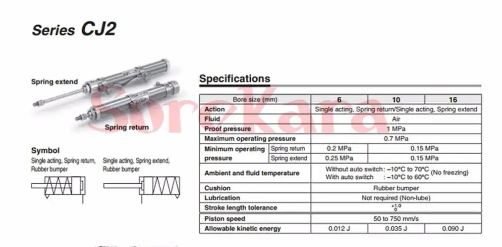 CDJ2B سلسلة تتحمل 10mm16mm السكتة الدماغية 10/15/20/25/30/35/40/45/50/60/70/75/100 مللي متر واحد التمثيل الربيع العودة اسطوانة هوائية صغيرة