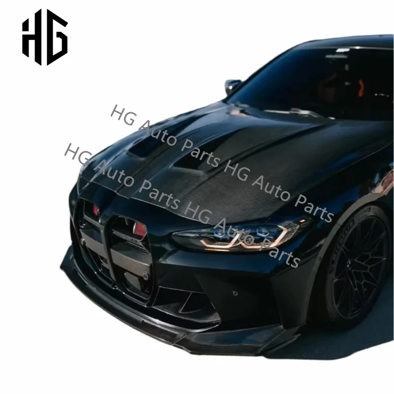 غطاء محرك السيارة من ألياف الكربون الجافة 3k خفيف الوزن عالي الجودة لسيارات BMW M3 M4 G80 G82 غطاء أمامي أسود لغطاء المحرك على طراز N #2