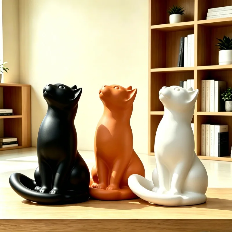 Realistic Lifelike Kitty Resin Sculpture Cute Animal Ornament Indoor Desk Decoration Art Craft Souvenir for Home Decor