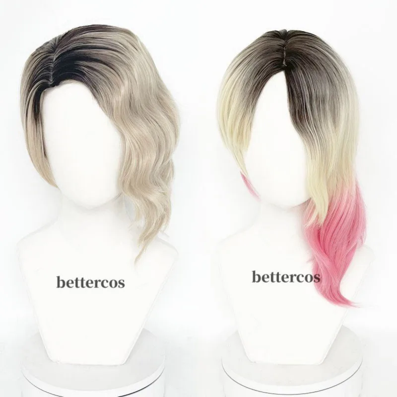 

Gwen Stacy Cosplay Wig Gwendolyn Maxine Wig Black Blonde Pink Ombre Heat Resistant Synthetic Hair Anime Wigs + Wig Cap