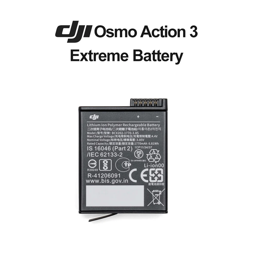 DJI-Osmo Action 3 익스트림 배터리 오리지널 액세서리 최대 160 분 배터리 수명 지원, 최대-20 ° 내한성