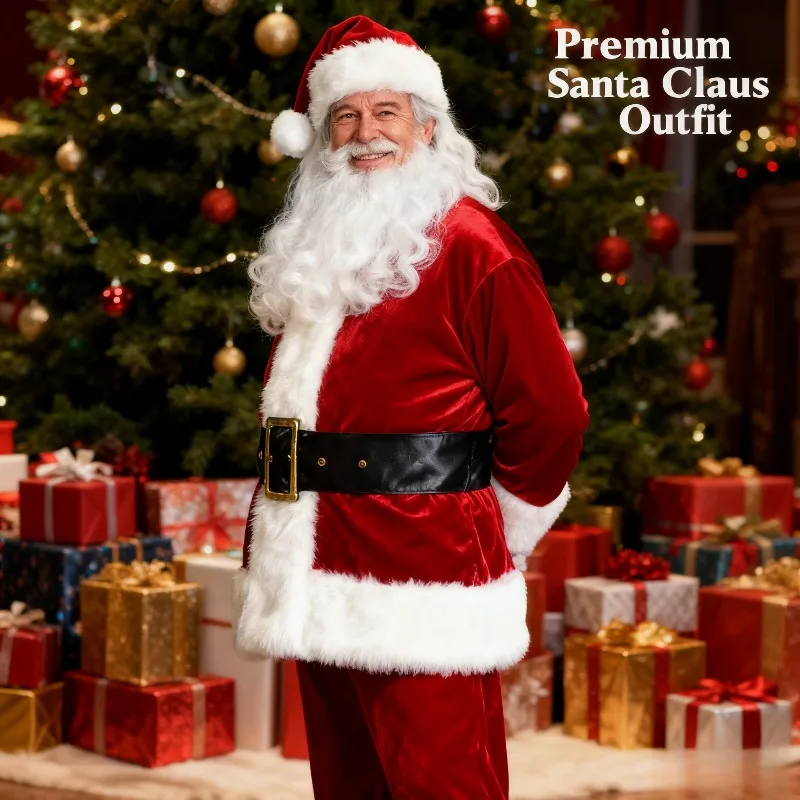 

European and American Christmas Set Classic 11-Piece Luxury Santa Claus Suit
