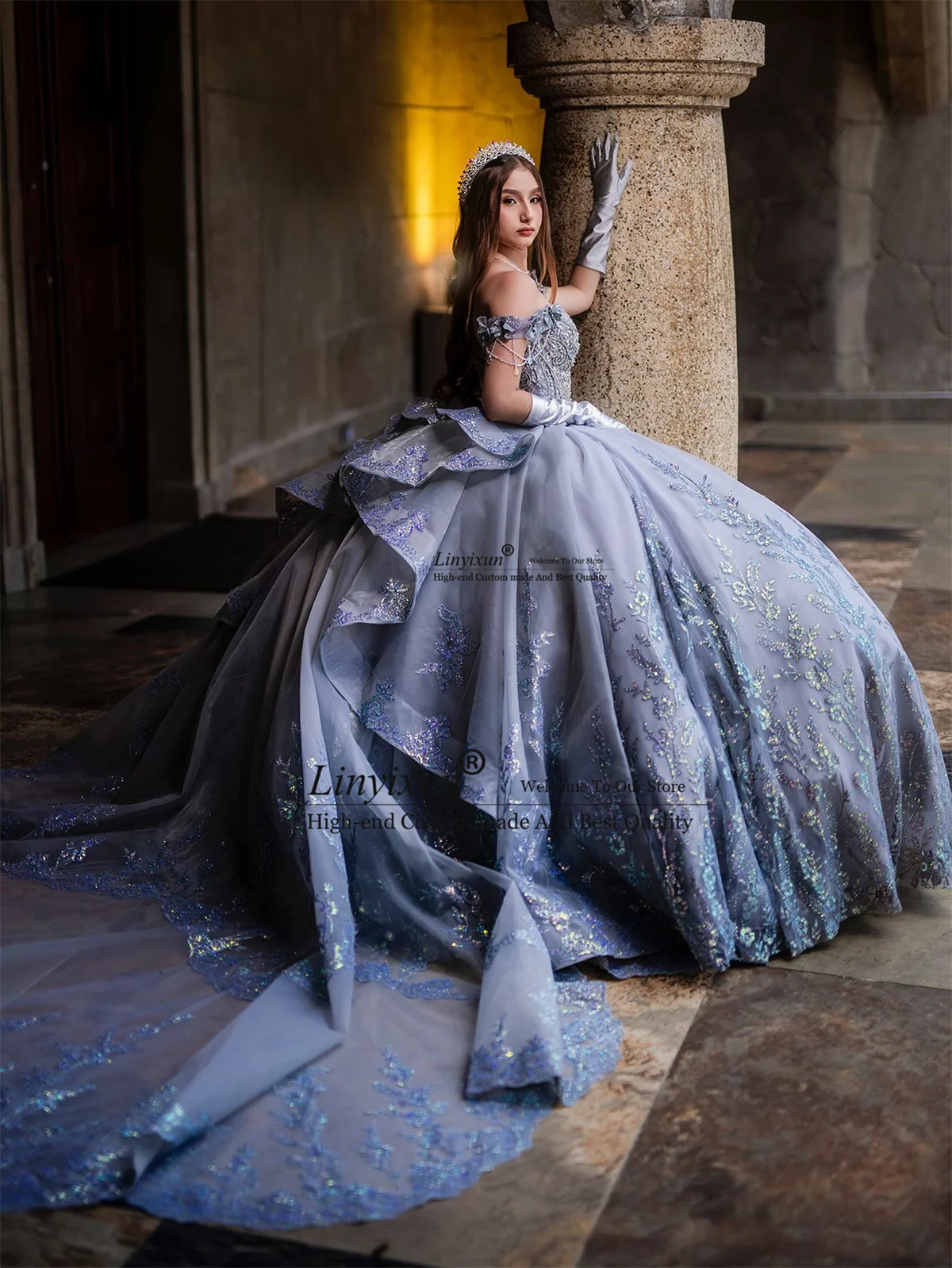 

Бальное платье принцессы, платья Quinceanera, кружевные аппликации по индивидуальному заказу, милые платья 15, 16, мексиканские платья с открытыми плечами, Vestidos De 15 XV Anos