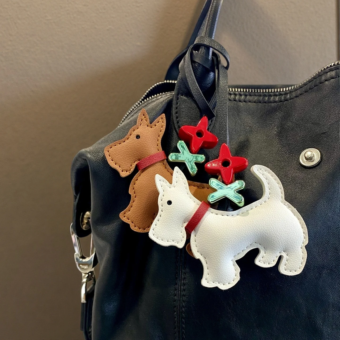 3 Colors PU Leather Schnauzer Bag Charm-Cute Animal Pendant For Bag-Purse/Handbag Charm for Dog Lovers-Animal Bag Charm/Keychain