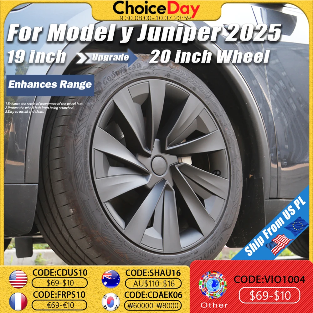 

YIKUN, 4 шт., чехол на колесо для Tesla Model Y Juniper, 19-дюймовый сменный колпак с перекрестным потоком, полный обод, аксессуары 2025