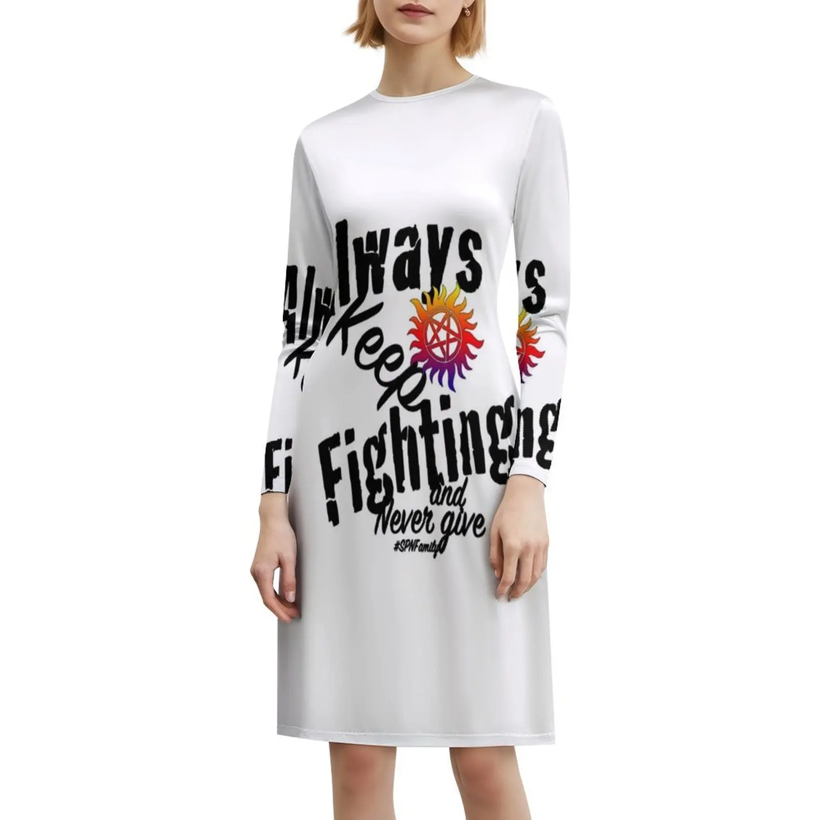 استمر في القتال فستان الحفلات الأنيق للسيدات على شكل حرف A مع خيارات قصيرة/طويلة/بدون أكمام، استمر في القتال دائمًا #6