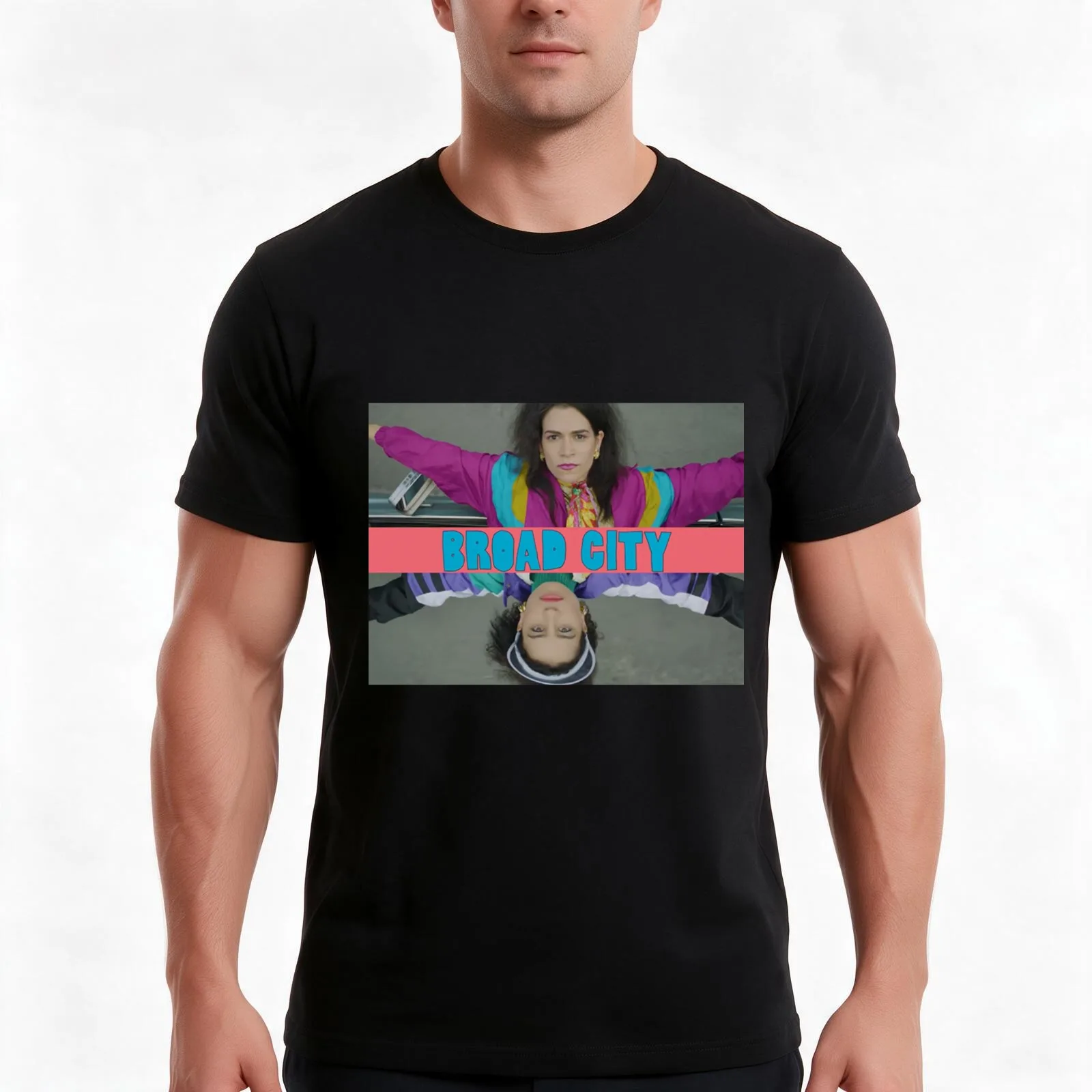 Broad City T-Shirt, Summer Casual Cotton Tee, Oversized Streetwear Tops, Vintage Graphic Print, Loose Fit Short Sleeve