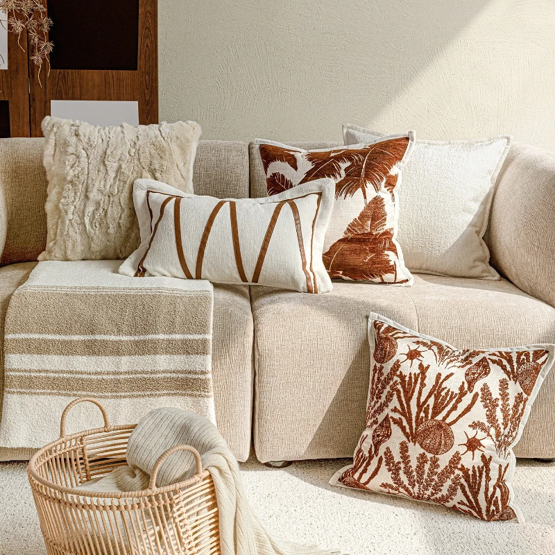 Design Luxury Cushion Cover 50x50 45x45 30x50cm Diagonal Leather Belt Waist Pillowcase For Home Hotel Bed Living Room Sofa