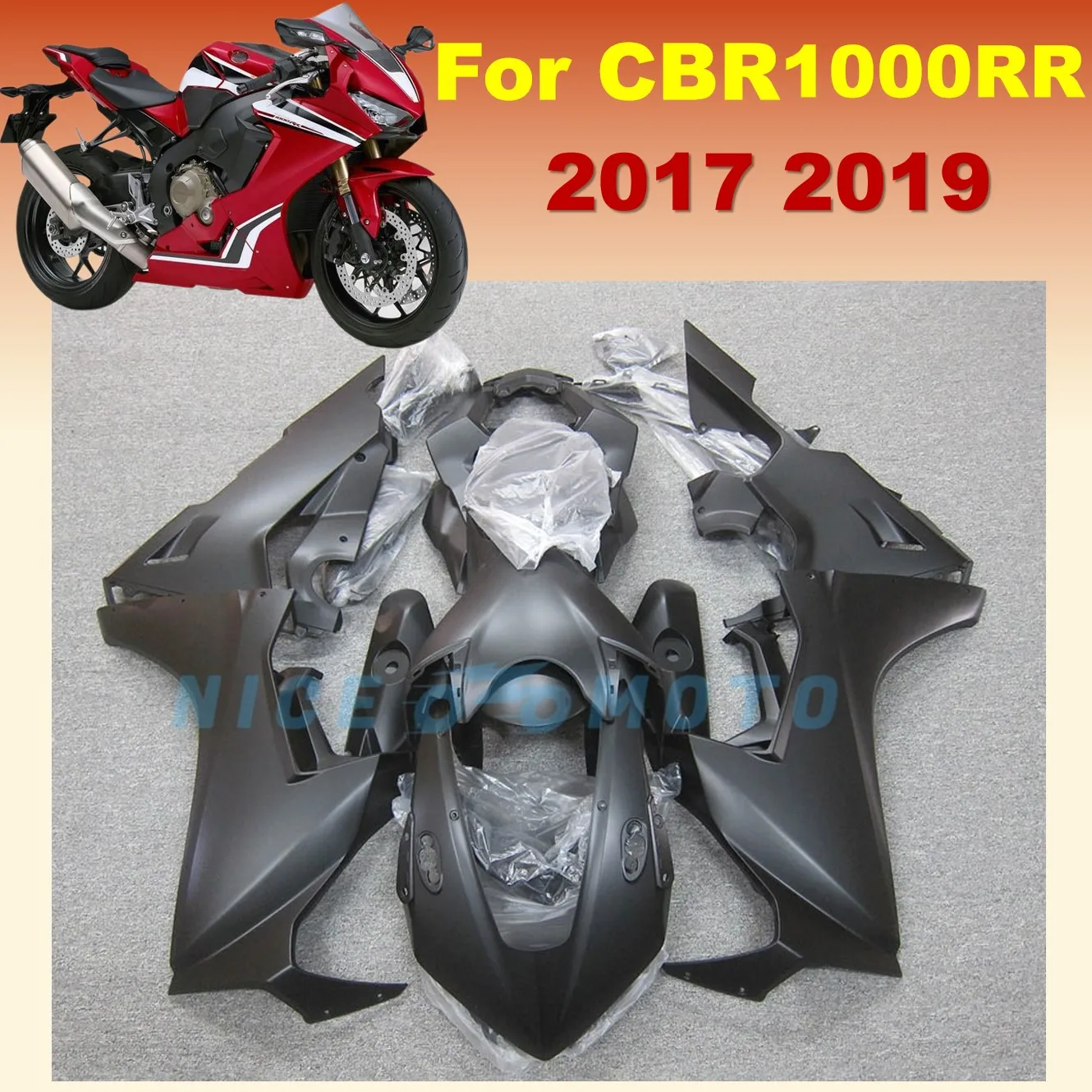 

Матовый черный корпус впрыска, подходит для HONDA CBR1000RR 2017 2018 2019 CBR1000 RR 17 18 19, комплект обтекателей