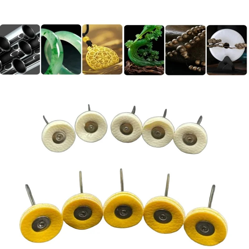 

30Pcs T-Shape 2.35mm Shank Jewelry Polish Leather Wheel Fine Polish Leather Wheel for Dremel Accessory Rotary Tool