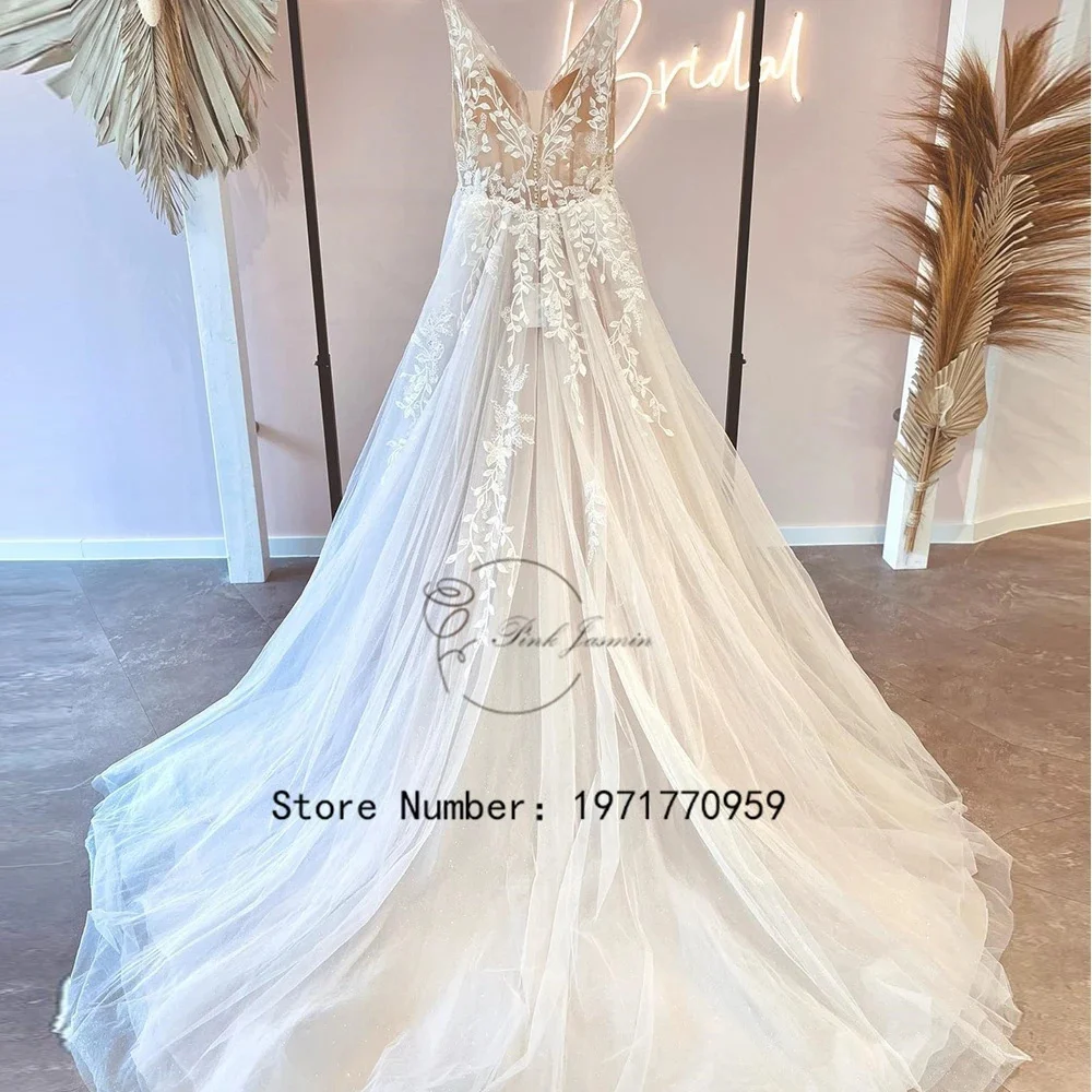 Exquisite Wedding Dresses Sleeveless V Neck Applique Elegant Button Back Bridal Gown With Soft Tulle vestidos de novia 2024 New