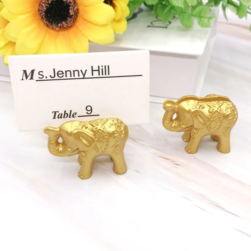 Nuevos y elegantes portatarjetas dorados, delicados portatarjetas elefante dorado para tarjeta nombre información sobre