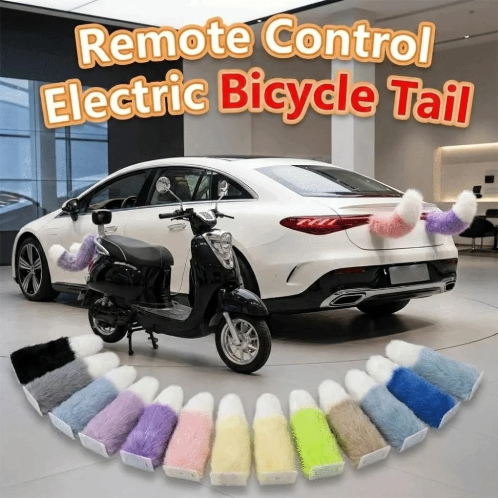 Fluffy Remote Control Electric Bicycle Tail Realistic Versatile Car Wagging Moving Tail Self-adhesive Rechargeable