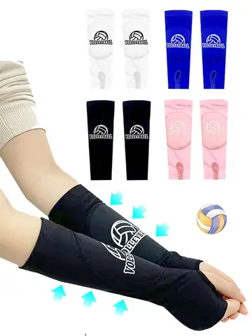 1Pair Volleyball Arm Sleeves Passing Forearm Sleeves with Protection Pad & Thumbhole for Youth Adult Children Protect Arms Sting