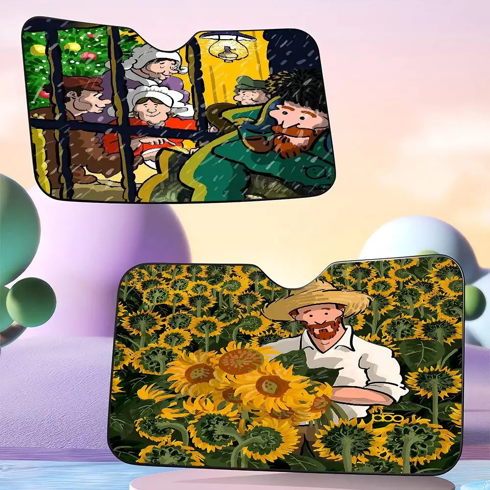 Couverture de fenêtre de décoration de voiture imprimée Van Gogh célèbre, pour voitures, camions et SUV, pare-brise, pare-soleil, cadeau pour elle ou lui